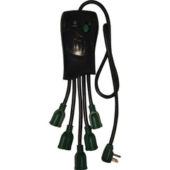 GoGreen Power - Power Outlet Strips; Amperage: 15 ; Voltage: 125 ; Number of Outlets: 5 ; Material: Plastic ; Mounting Type: Floor ; Cord Length (Feet): 3 - Exact Tooling