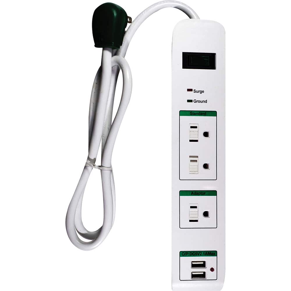 GoGreen Power - Power Outlet Strips; Amperage: 15 ; Voltage: 125 ; Number of Outlets: 3 ; Material: Plastic ; Mounting Type: Floor ; Cord Length (Feet): 3 - Exact Tooling