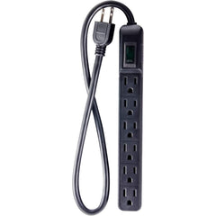 GoGreen Power - Power Outlet Strips; Amperage: 15 ; Voltage: 125 ; Number of Outlets: 6 ; Material: Plastic ; Mounting Type: Floor ; Cord Length (Feet): 2.5 - Exact Tooling