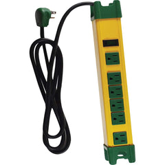 GoGreen Power - Power Outlet Strips; Amperage: 15 ; Voltage: 125 ; Number of Outlets: 6 ; Material: Metal ; Mounting Type: Floor ; Cord Length (Feet): 6 - Exact Tooling