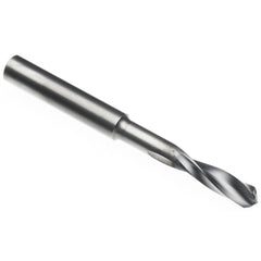 ‎3/8″ Dia. × 3/8″ Shank × 1-27/32″ Flute Length × 3-1/2″ OAL, 3xD, 145°, TD, 2 Flute, External, Round Solid Carbide Drill - Exact Tooling