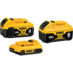 DeWALT - Power Tool Batteries; Voltage: 20.00 ; Battery Chemistry: Lithium Ion ; Battery Capacity (Ah): 6.00 ; Battery Series: 20V MAX ; Includes: DCB206 6.0Ah XR Battery; DCB204 4.0Ah Battery; DCB203 2.0Ah Battery - Exact Tooling