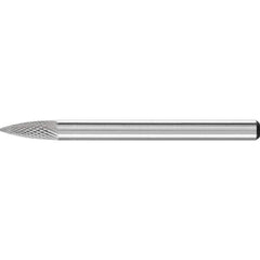 PFERD - SG-41, 1/8" Cut Diam, 1/8" Shank Diam, Carbide Diamond Pattern Tree with Pointed End Burr - Exact Tooling