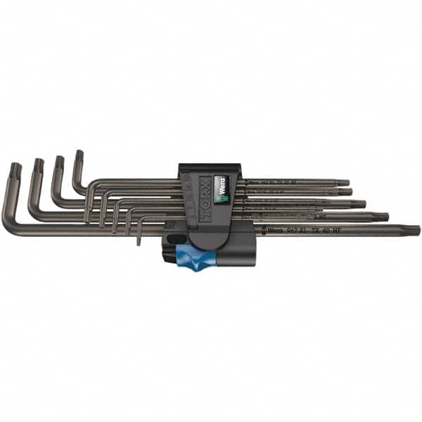 Wera - 9 Piece T8 to T40 Black Oxide Finish L-Key Torx Key Set - T8, T9, T10, T15, T20, T25, T27, T30, T40 Torx Size - Exact Tooling
