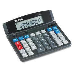 Victor - Calculators; Type: Desktop Calculator ; Type of Power: Battery; Solar ; Display Type: 12-Digit LCD ; Color: Black ; Display Size: 21mm ; Width (Decimal Inch): 7.3000 - Exact Tooling