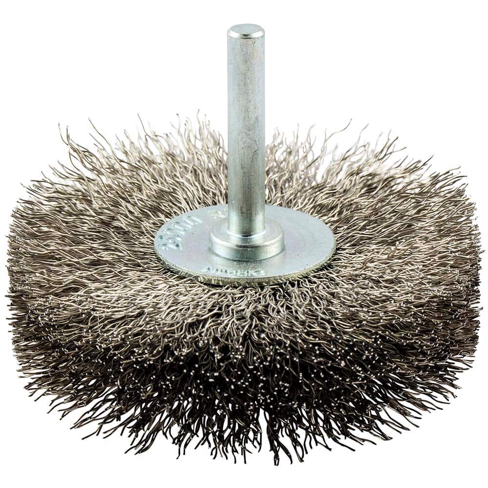 Norton - 3" OD, Crimped Stainless Steel Wheel Brush - Exact Tooling