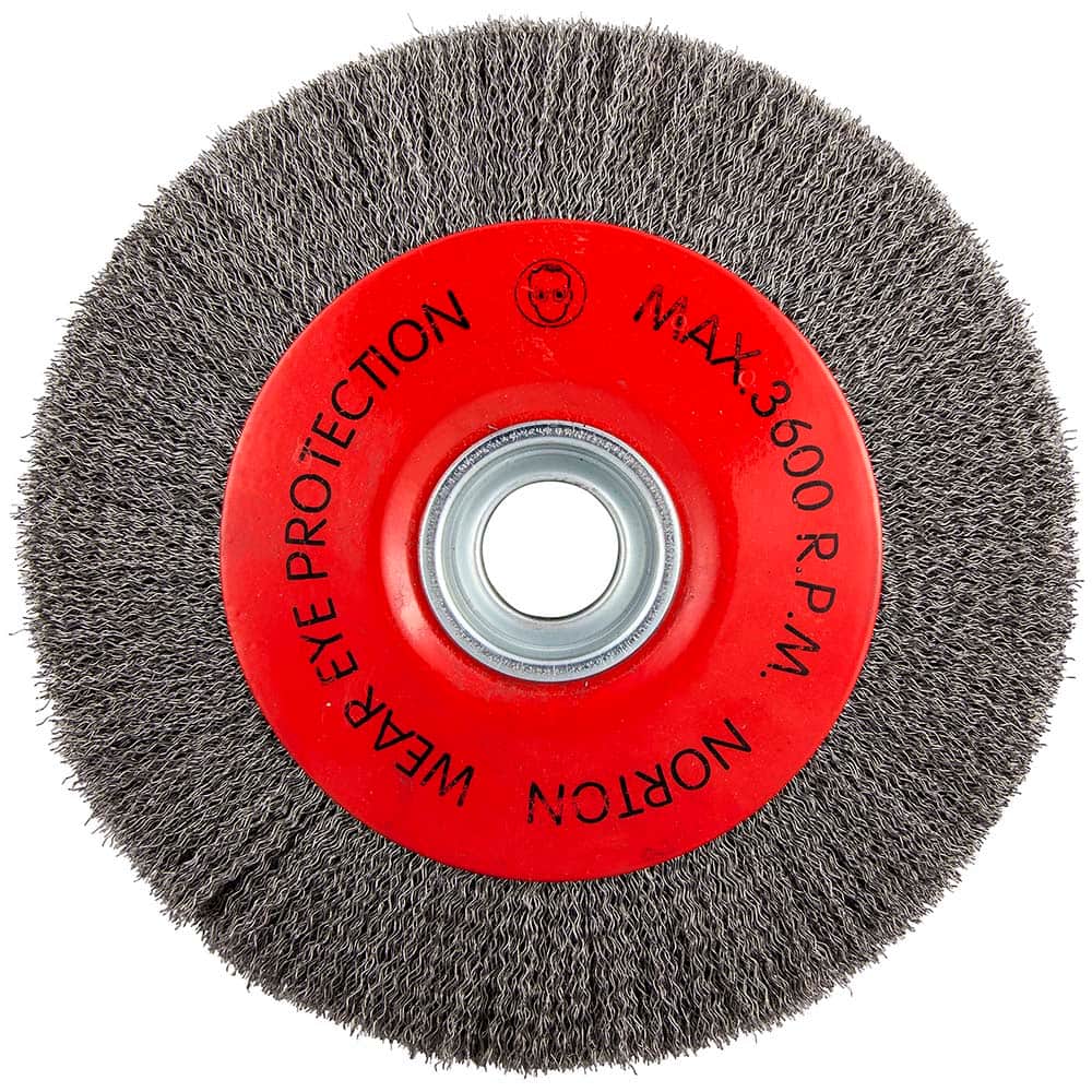Norton - 10" OD, 3/4" Arbor Hole, Crimped Carbon Wheel Brush - Exact Tooling