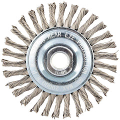 Norton - 4" OD, 5/8-11 Arbor Hole, Stringer Bead Twist Knot Stainless Steel Wheel Brush - Exact Tooling