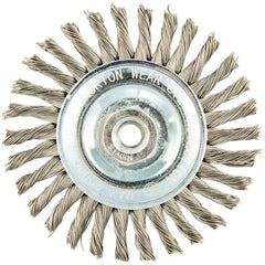 Norton - 4" OD, M10 Arbor Hole, Stringer Bead Twist Knot Stainless Steel Wheel Brush - Exact Tooling
