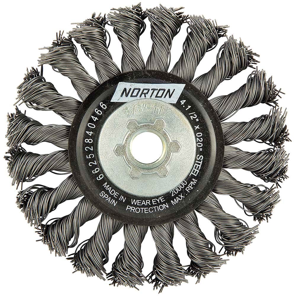 Norton - 4-1/2" OD, 5/8-11 Arbor Hole, Knotted Carbon Wheel Brush - Exact Tooling