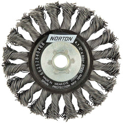 Norton - 4-1/2" OD, 5/8-11 Arbor Hole, Knotted Carbon Wheel Brush - Exact Tooling