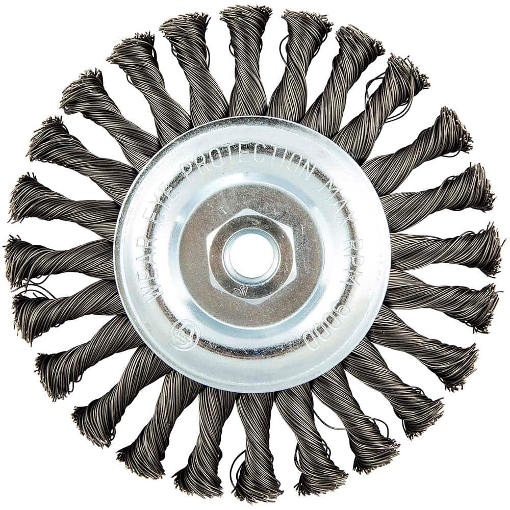 Norton - 6" OD, 5/8-11 Arbor Hole, Knotted Carbon Wheel Brush - Exact Tooling
