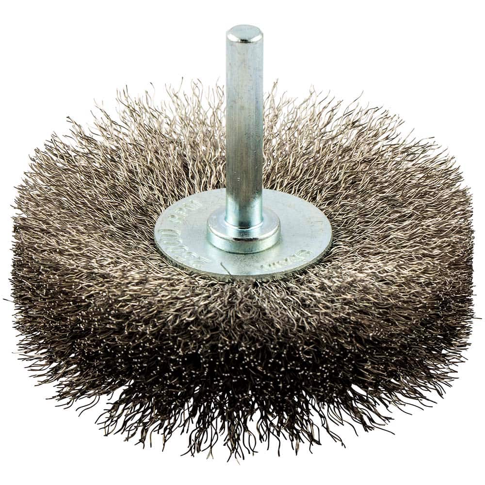 Norton - 3" OD, Crimped Stainless Steel Wheel Brush - Exact Tooling