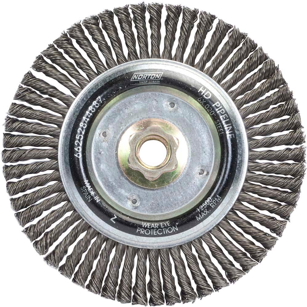 Norton - 6" OD, 5/8-11 Arbor Hole, Stringer Bead Carbon Wheel Brush - Exact Tooling
