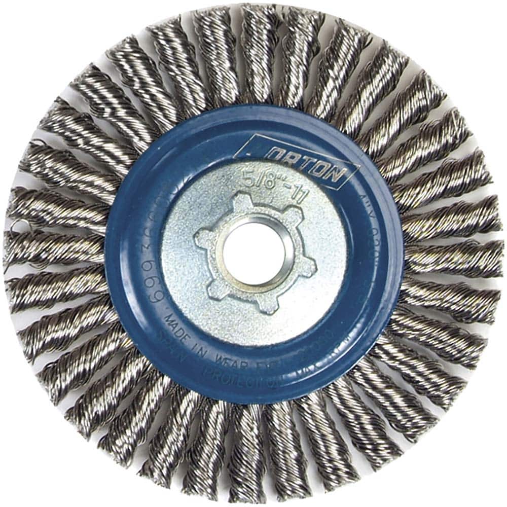 Norton - 4" OD, 5/8-11 Arbor Hole, Stringer Bead Twist Knot Stainless Steel Wheel Brush - Exact Tooling