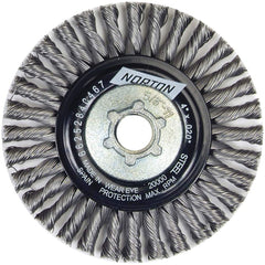 Norton - 4" OD, 5/8-11 Arbor Hole, Stringer Bead Twist Knot Carbon Wheel Brush - Exact Tooling