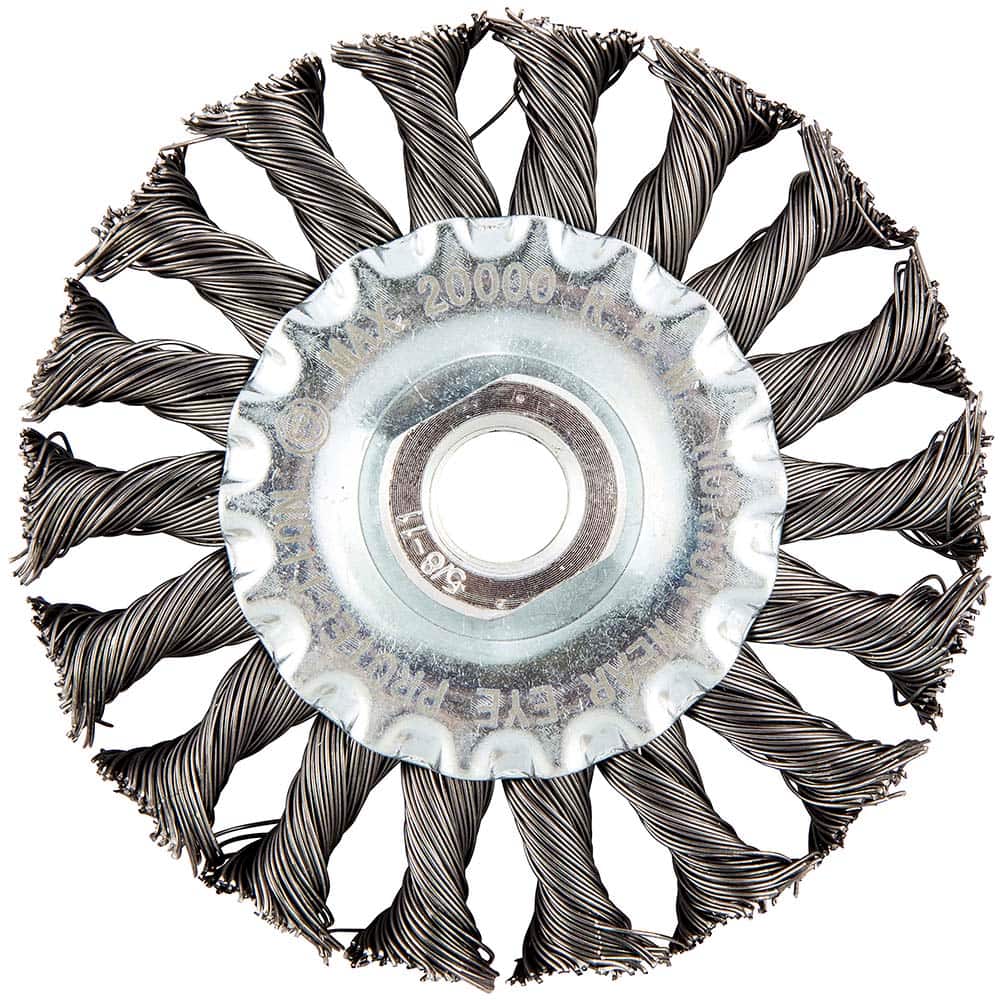 Norton - 4" OD, 5/8-11 Arbor Hole, Stringer Bead Twist Knot Carbon Wheel Brush - Exact Tooling