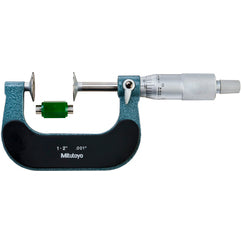 1″-2″ Measuring Range-0.001″ Graduation - Ratchet Thimble - High Speed Steel Face - Disc Micrometer - Exact Tooling