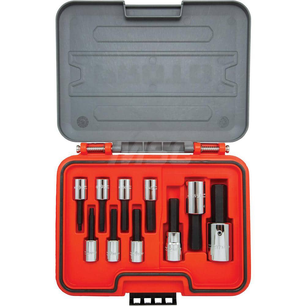 Proto - Hex & Torx Bit Socket Sets; Type: Hex Bit Tip Set ; Drive Size: 3/8, 1/2 ; Minimum Set Hex Size (Metric): 4.0 ; Maximum Set Hex Size (Metric): 17 ; Measurement Type: Metric ; Container Type: Blow Mold Case - Exact Tooling
