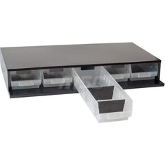 Platt & LaBonia - Stacking Bins; Type: Stacking Bins ; Width (Inch): 33-3/4 ; Height (Inch): 5-3/16 ; Bin Material: Plastic ; Bin Color: Red ; Features: Includes (5) Large Frosted Polyurethane Plastic Bins; Each Bin Includes (2) Adjustable Dividers - Exact Tooling