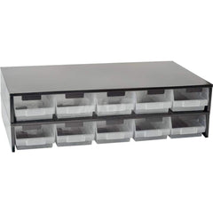 Platt & LaBonia - Stacking Bins; Type: Stacking Bins ; Width (Inch): 33-3/4 ; Height (Inch): 9-3/16 ; Bin Material: Plastic ; Bin Color: Red ; Features: Includes (10) Large Frosed Polyurethane Plastic Bins; Each Bin Includes (2) Adjustable Dividers - Exact Tooling