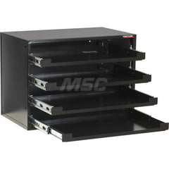 Platt & LaBonia - Small Parts Cabinets; Type: Slide Rack Cabinet w/ Drawers ; Number of Drawers: 4.000 ; Width (Inch): 20-1/2 ; Depth (Inch): 12-1/2 ; Height (Inch): 15 ; Frame Material: Steel - Exact Tooling