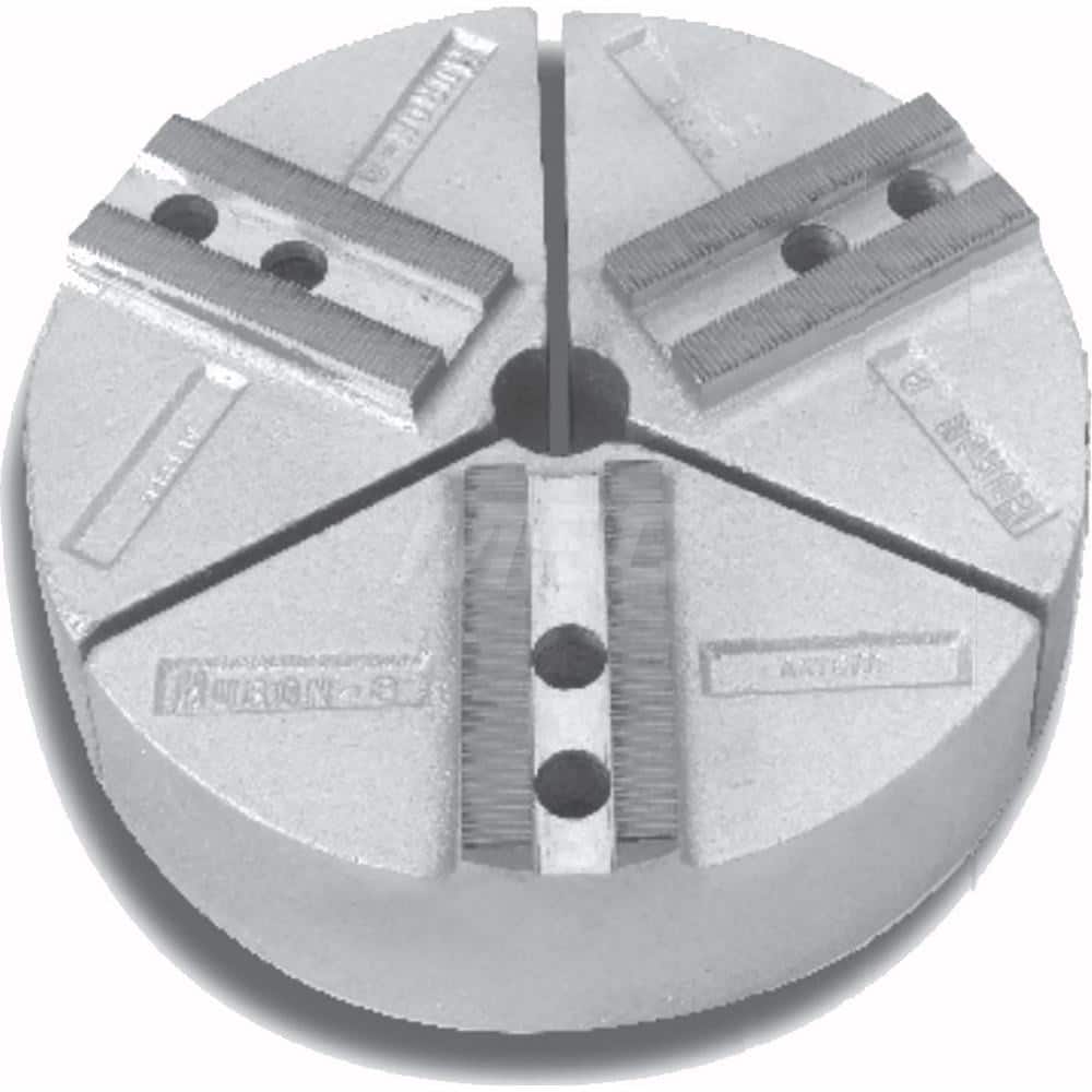 Huron Machine Products - Soft Lathe Chuck Jaws; Jaw Type: Round ; Material: 6160 Aluminum ; Jaw Interface Type: 1.5mm x 60? Serrated ; Maximum Compatible Chuck Diameter (Inch): 10 ; Minimum Compatible Chuck Diameter (Inch): 1 ; Overall Height (Inch): 4 - Exact Tooling