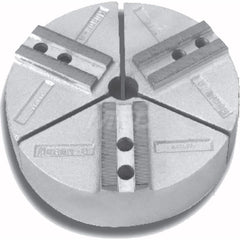 Huron Machine Products - Soft Lathe Chuck Jaws; Jaw Type: Round ; Material: 6160 Aluminum ; Jaw Interface Type: 1.5mm x 60? Serrated ; Maximum Compatible Chuck Diameter (Inch): 15 ; Minimum Compatible Chuck Diameter (Inch): 1 ; Overall Height (Inch): 3-1 - Exact Tooling