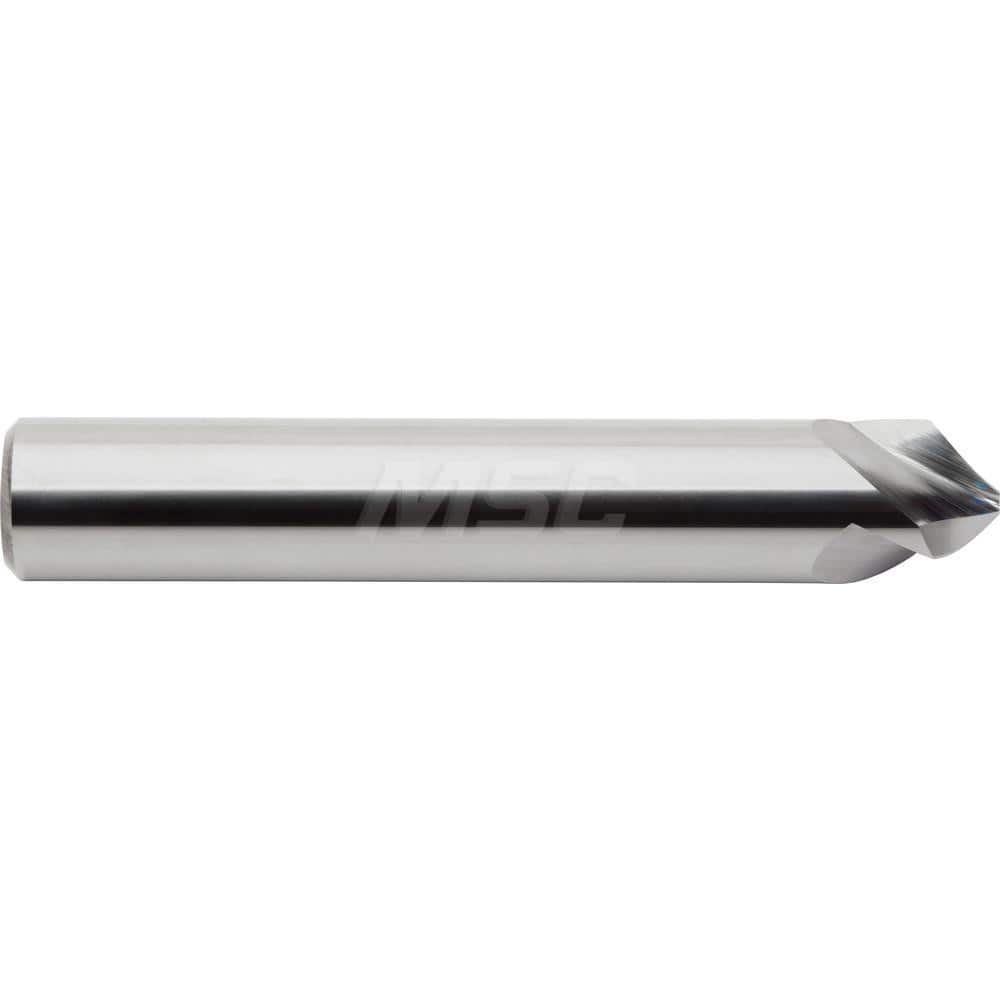 M.A. Ford - Chamfer Mills; Cutter Head Diameter (Inch): 1/8 ; Included Angle A: 90 ; Chamfer Mill Material: Solid Carbide ; Chamfer Mill Finish/Coating: Uncoated ; Overall Length (Inch): 1-1/2 ; Shank Diameter (Inch): 1/8 - Exact Tooling