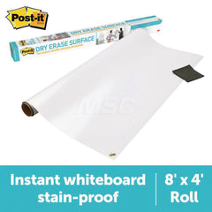 3M - Whiteboards & Magnetic Dry Erase Boards; Type: Dry Erase ; Height (Inch): 48 ; Width (Inch): 96 ; Material: Dry Erase Surface ; Color: White - Exact Tooling