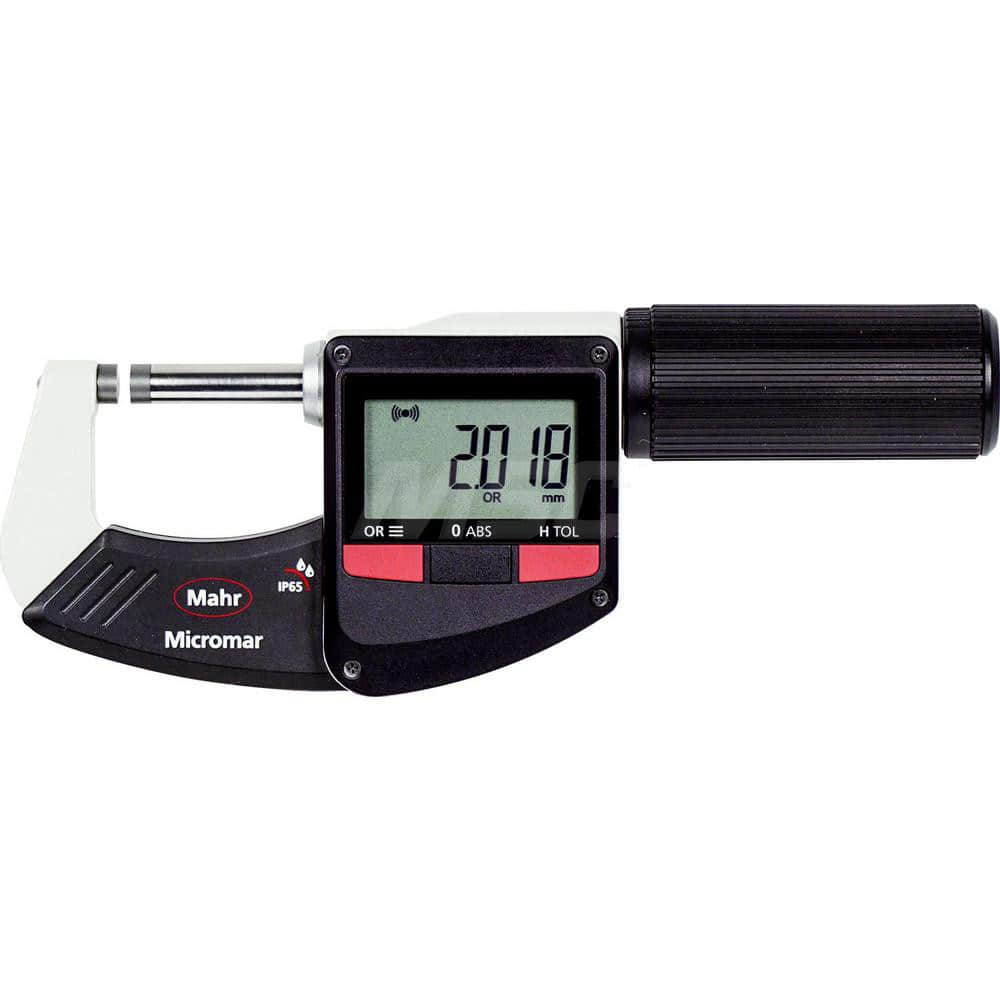 Mahr - Electronic Outside Micrometers; Type: Digital Outside Micrometer ; Minimum Measurement (Decimal Inch): 1 ; Minimum Measurement (mm): 25 ; Maximum Measurement (mm): 50 ; Thimble Type: Ratchet ; Calibrated: Yes - Exact Tooling