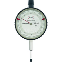 Mahr - Dial Drop Indicators; Maximum Measurement (Inch): 0.4 ; Maximum Measurement (mm): 10 ; Dial Graduation (mm): 0.0100 ; Dial Graduation (Decimal Inch): 0.000400 ; Dial Reading: 0-100 ; Dial Diameter (mm): 100.00 - Exact Tooling