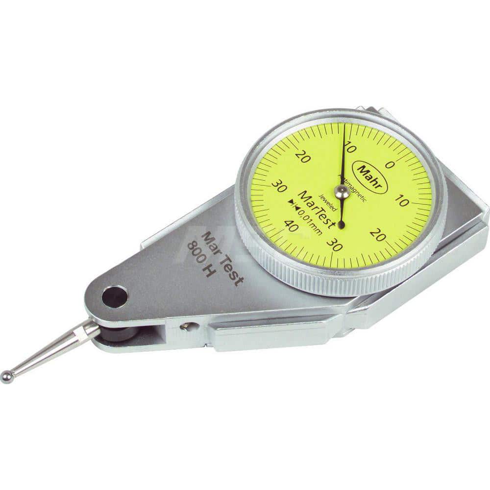 Mahr - Dial Test Indicators; Maximum Measurement (Decimal Inch): 0.0200 ; Maximum Measurement (mm): 0.40 ; Dial Graduation (Decimal Inch): 0.000400 ; Dial Graduation (mm): 0.0100 ; Dial Reading: 40-0-40 ; Dial Diameter (Inch): 1.1 - Exact Tooling