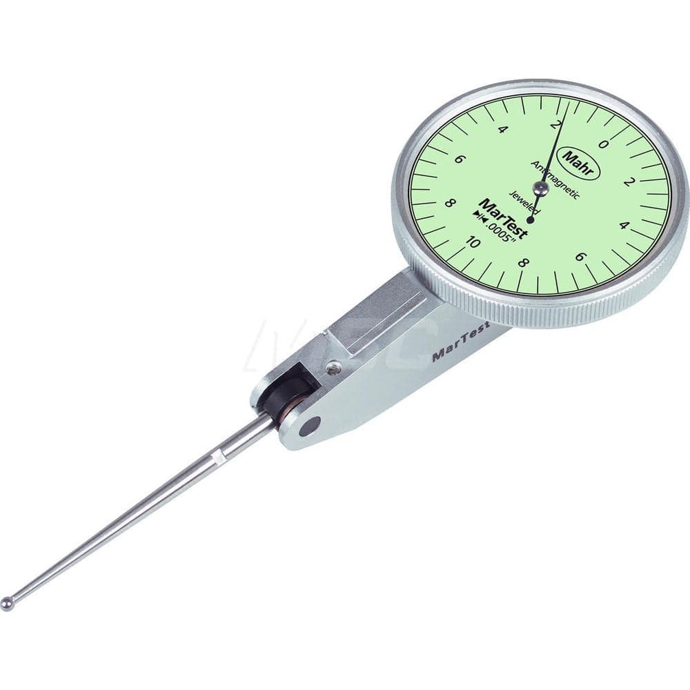 Mahr - Dial Test Indicators; Maximum Measurement (Decimal Inch): 0.0100 ; Maximum Measurement (mm): 0.25 ; Dial Graduation (Decimal Inch): 0.000500 ; Dial Graduation (mm): 0.0127 ; Dial Reading: 10-0-10 ; Dial Diameter (Inch): 1.5 - Exact Tooling