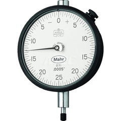 Mahr - Dial Drop Indicators; Maximum Measurement (Inch): 0.025 ; Maximum Measurement (mm): 0.63 ; Dial Graduation (mm): 0.0064 ; Dial Graduation (Decimal Inch): 0.000250 ; Dial Reading: 0-10 ; Dial Diameter (mm): 69.85 - Exact Tooling