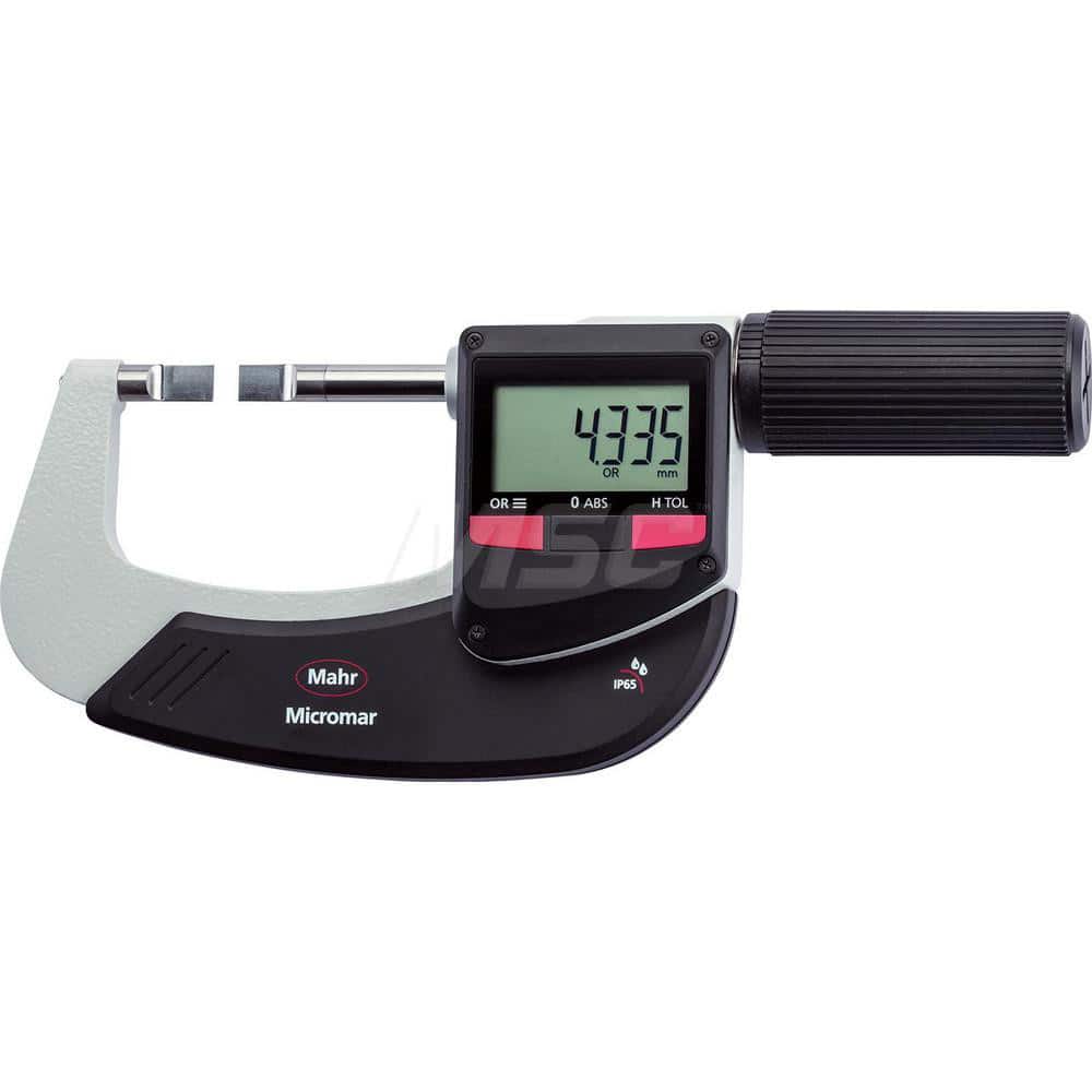 Mahr - Electronic Outside Micrometers; Type: Digital Outside Micrometer ; Minimum Measurement (Decimal Inch): 0 ; Minimum Measurement (mm): 0 ; Maximum Measurement (mm): 25 ; Thimble Type: Ratchet ; Calibrated: No - Exact Tooling