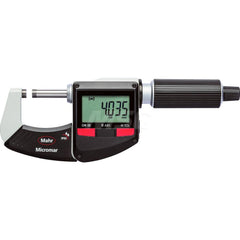 Mahr - Electronic Outside Micrometers; Type: Digital Outside Micrometer ; Minimum Measurement (Decimal Inch): 4 ; Minimum Measurement (mm): 100 ; Maximum Measurement (mm): 125 ; Thimble Type: Ratchet ; Calibrated: Yes - Exact Tooling