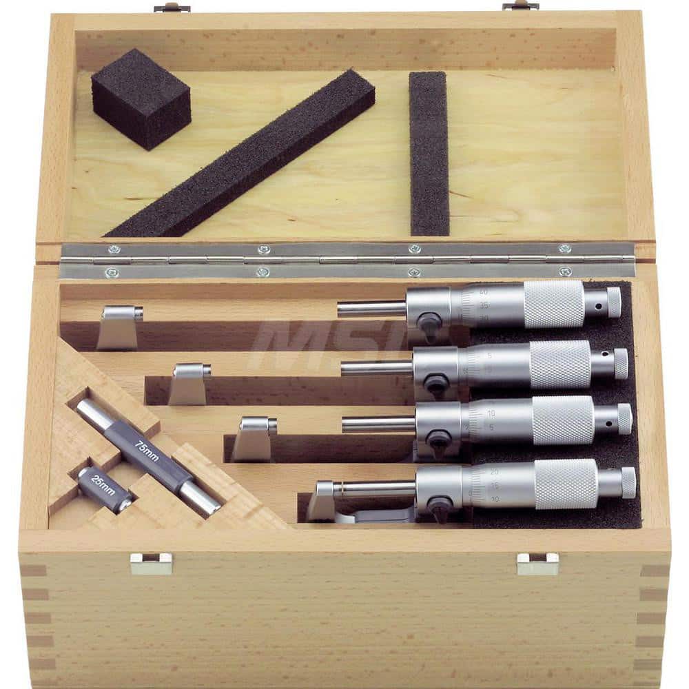 Mahr - Mechanical Outside Micrometers; Minimum Measurement (mm): 100 ; Minimum Measurement (Inch): 3.9300 ; Minimum Measurement (Decimal Inch): 3.9300 ; Maximum Measurement (mm): 200 ; Maximum Measurement (Inch): 7.87 ; Graduation (mm): 0.01 - Exact Tooling