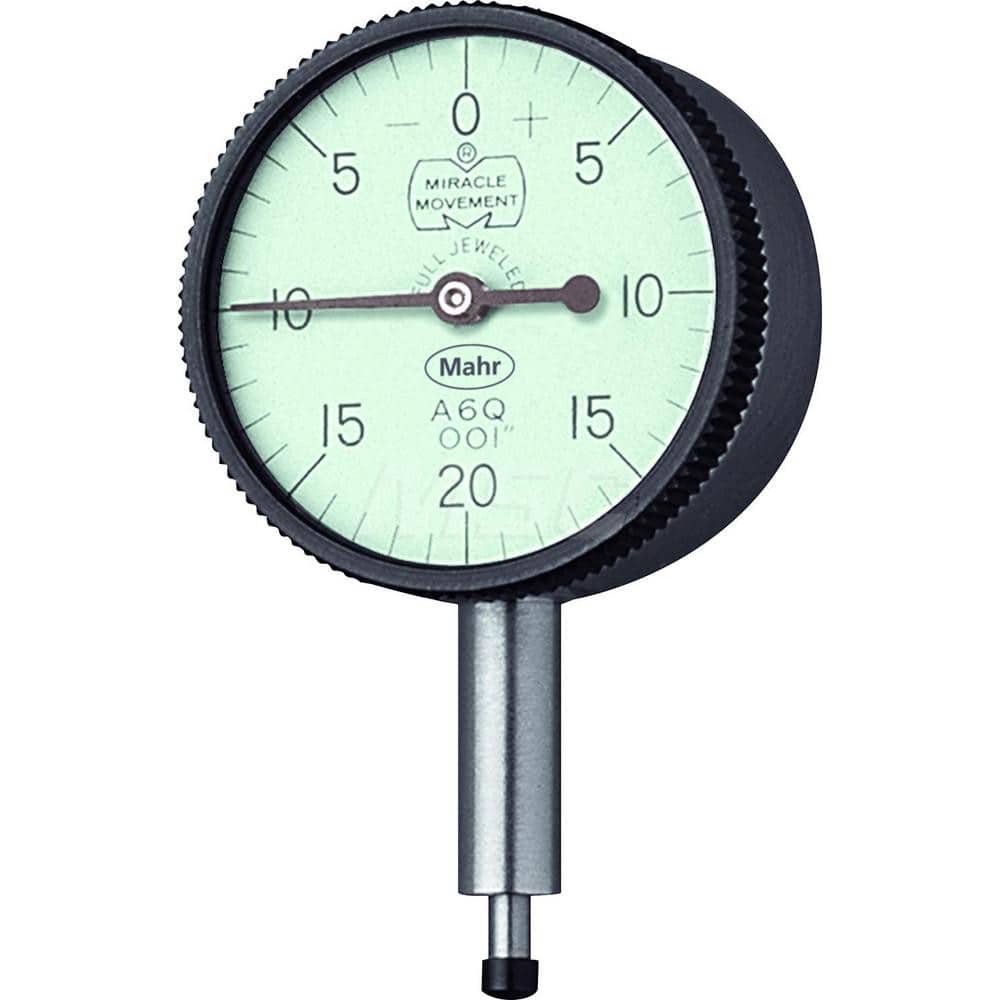 Mahr - Dial Drop Indicators; Maximum Measurement (Inch): 0.05 ; Maximum Measurement (mm): 1.27 ; Dial Graduation (mm): 0.0127 ; Dial Graduation (Decimal Inch): 0.000500 ; Dial Reading: 0-10-0 ; Dial Diameter (mm): 31.75 - Exact Tooling