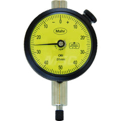 Mahr - Dial Drop Indicators; Maximum Measurement (Inch): 0.1 ; Maximum Measurement (mm): 2.50 ; Dial Graduation (mm): 0.0100 ; Dial Graduation (Decimal Inch): 0.000500 ; Dial Reading: 0-50-0 ; Dial Diameter (mm): 45.00 - Exact Tooling
