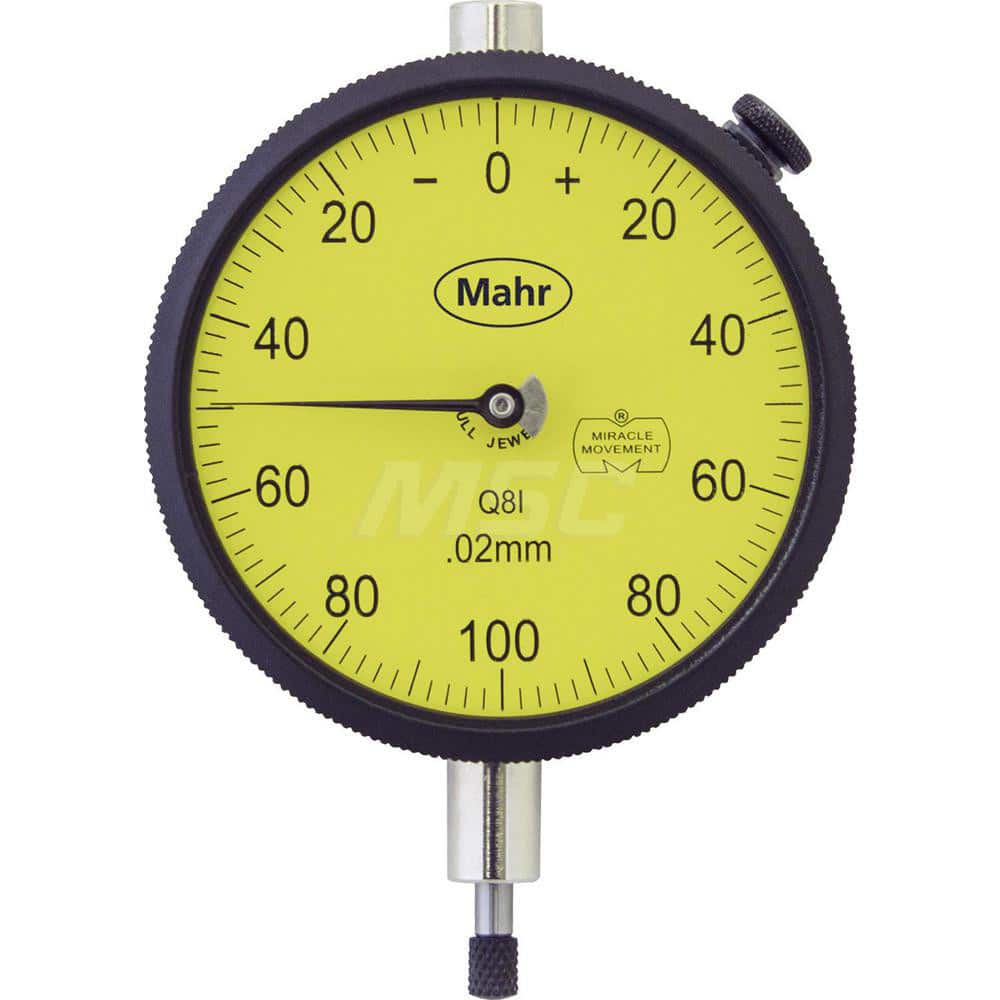 Mahr - Dial Drop Indicators; Maximum Measurement (Inch): 0.2 ; Maximum Measurement (mm): 5.00 ; Dial Graduation (mm): 0.0200 ; Dial Graduation (Decimal Inch): 0.000700 ; Dial Reading: 0-200 ; Dial Diameter (mm): 70.00 - Exact Tooling