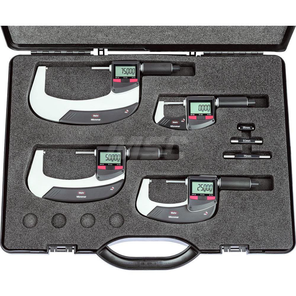 Mahr - Electronic Outside Micrometers; Type: Digital Outside Micrometer ; Minimum Measurement (Decimal Inch): 0 ; Minimum Measurement (mm): 0 ; Maximum Measurement (mm): 100 ; Thimble Type: Ratchet ; Calibrated: Yes - Exact Tooling