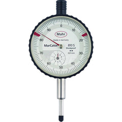 Mahr - Dial Drop Indicators; Maximum Measurement (Inch): 0.4 ; Maximum Measurement (mm): 10 ; Dial Graduation (mm): 0.0100 ; Dial Graduation (Decimal Inch): 0.000500 ; Dial Reading: 100-0 ; Dial Diameter (mm): 50.00 - Exact Tooling