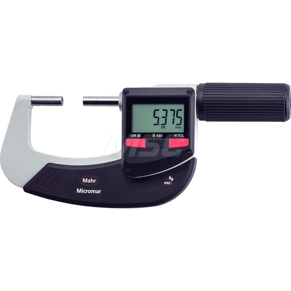 Mahr - Electronic Outside Micrometers; Type: Digital Outside Micrometer ; Minimum Measurement (Decimal Inch): 1 ; Minimum Measurement (mm): 25 ; Maximum Measurement (mm): 50 ; Thimble Type: Ratchet ; Calibrated: No - Exact Tooling
