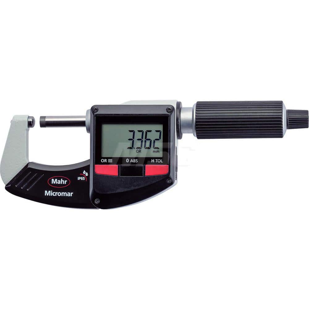 Mahr - Electronic Outside Micrometers; Type: Digital Outside Micrometer ; Minimum Measurement (Decimal Inch): 1 ; Minimum Measurement (mm): 25 ; Maximum Measurement (mm): 50 ; Thimble Type: Ratchet ; Calibrated: No - Exact Tooling
