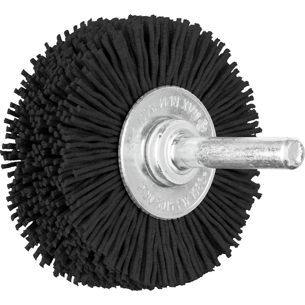 PFERD - Wheel Brushes; Outside Diameter (Inch): 2 ; Wire Type: Crimped ; Fill Material: Nylon; Silicon Carbide ; Trim Length (Inch): 1/2 ; Filament Wire Diameter Range: Up to 0.0099 ; Maximum RPM: 15000.000 - Exact Tooling