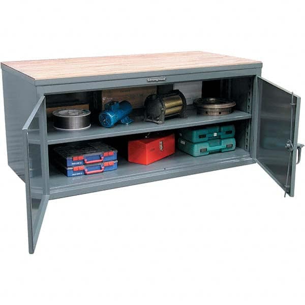 Strong Hold - Stationary Work Benches, Tables Type: Work Bench Top Material: Maple work surface 1-3/4" thick - Exact Tooling