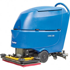 Clarke - 24" Cleaning Width, Battery Powered Walk Behind & Floor Scrubber - 1 hp, 2,250 RPM, 47" Water Lift, 16 Gal Tank Capacity, Series CA60 - Exact Tooling