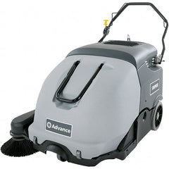 Advance - 41" Cleaning Width, Battery Powered Walk Behind & Sweeper - 0.9 hp, 420 RPM, Series SW900 - Exact Tooling