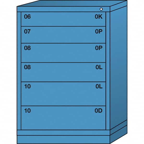 Lyon - 6 Drawer, Standard Counter - Single Drawer Access Cabinet - Steel, 30" Wide x 28-1/4" Deep x 44-1/4" High, Wedgewood Blue - Exact Tooling